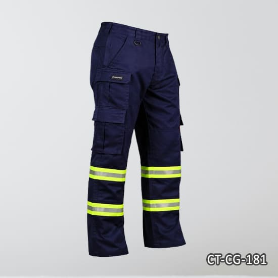 Black Utility Cargo Pants with Reflective Safety Taping