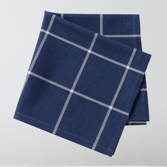 Navy blue windowpane cotton cloth napkins supplier