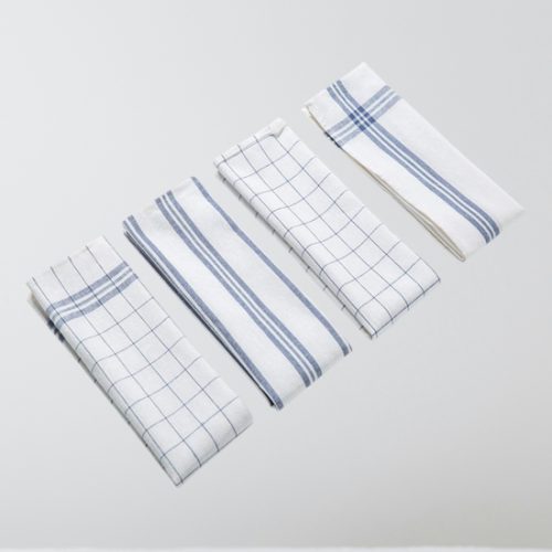 Blue Checkered Cotton Dish Cloths