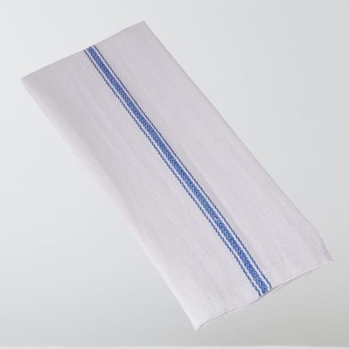 White Cotton & Blue Stripe Herringbone Kitchen Towel