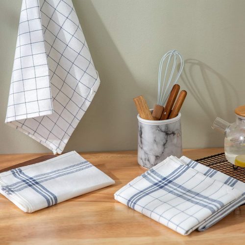 Bulk Cotton Blue Striped Kitchen Towels