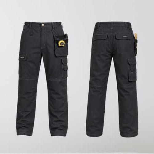 Dark Grey Heavy Duty Canvas Work Pants Multiple Pockets