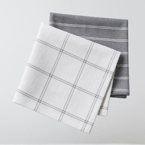 Grey & White plaid striped cotton napkins wholesale supplier