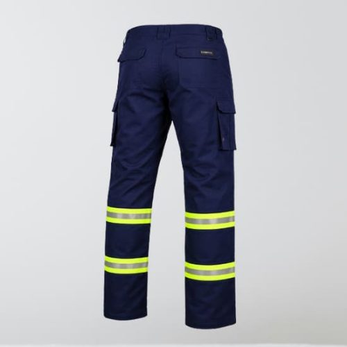 Navy Blue Hi Vis Cargo Pants with Fluorescent Accents
