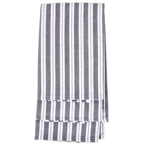 Grey striped Basket Weave Cotton Tea Towels Towels