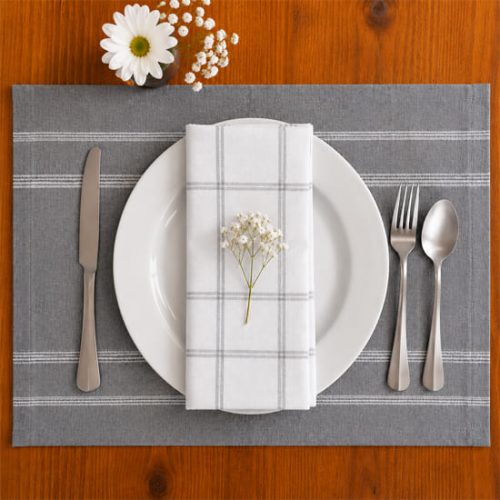 Woven striped cotton ticking napkins wholesale